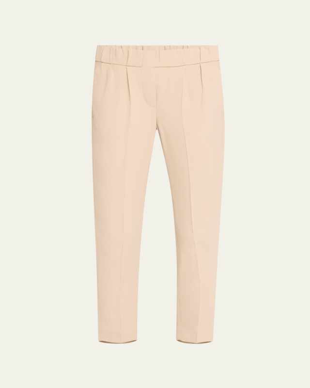 Pull-On Silk Crepe Pants